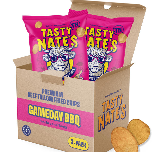 Tasty Nates Beef Tallow Potato Chips - Game Day BBQ Flavor Kettle