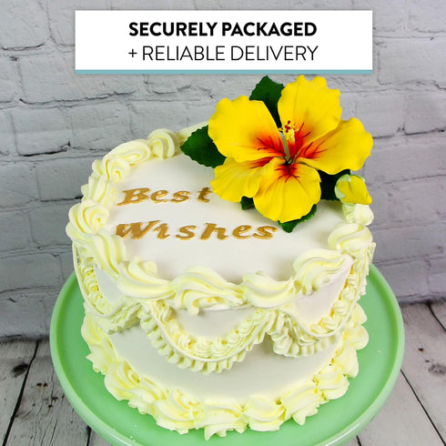 1 Count Global Sugar Art Hibiscus Sugar Cake Flowers Spray, Yellow Hawaiian Cake Flower Large. by Chef Alan Tetreault