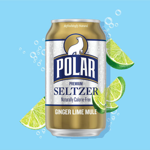 12 oz 24 Count (3 Packs 8) Polar Seltzer Water Ginger Lime Mule, fl cans