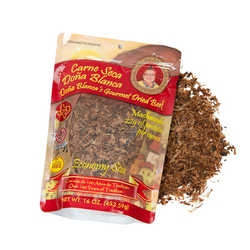 16 oz.- Carne Seca Doa Blanca Carne Seca - Machacado - Machaca -Shredded Beef Jerky - Beef jerky chew - Kosher Sea Salt