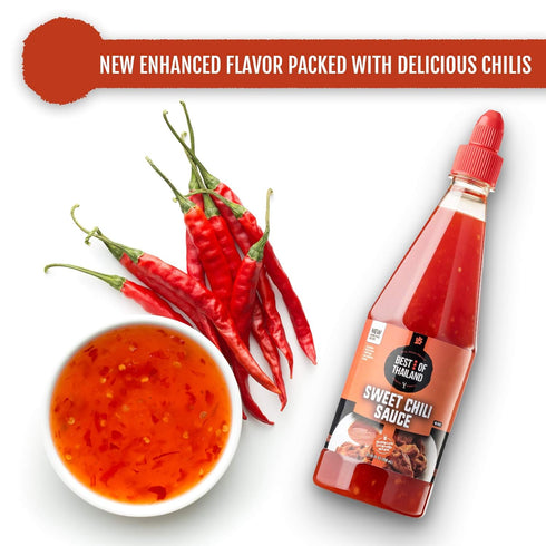 Best of Thailand Sweet Chili Sauce | 2 Bottles of 23.65oz Real Authentic Asian-Brewed Thai Marinade, Dipping Sauce & Glaze for Spring Rolls & Chicken Wings | No MSG Kosher for Passover