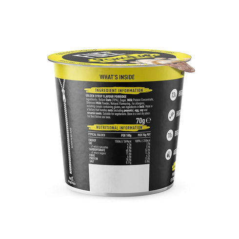 Fuel 10k FUEL10K 8 70g, 560g Breakfast Cereal Porridge Pots, Golden Syrup, x Total Weight, High Fiber, High Protein