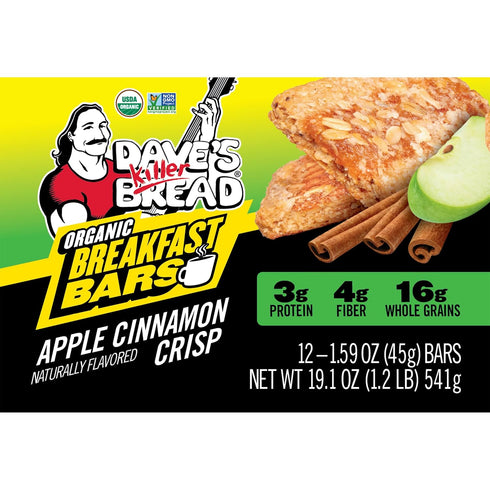 Dave's Killer Bread Apple Cinnamon Crisp Naturally Flavored Organic Breakfast Bars, 12