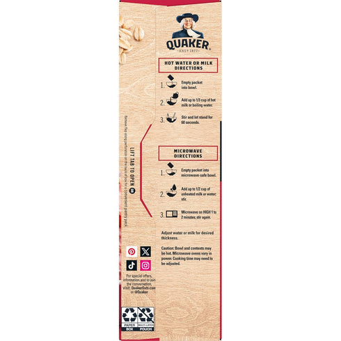 Immunity 3 Pack, 1.41 oz Packets, (32 Pack) Quaker Instant Oatmeal, Flavor Variety Good Source of Vitamins C, D