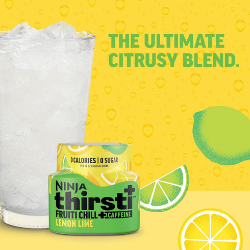 17, 12oz 3 Pack, Ninja Thirsti Flavored Water Drops, FRUITI CHILL+ Lemon Lime, Bold Fruit Flavor
