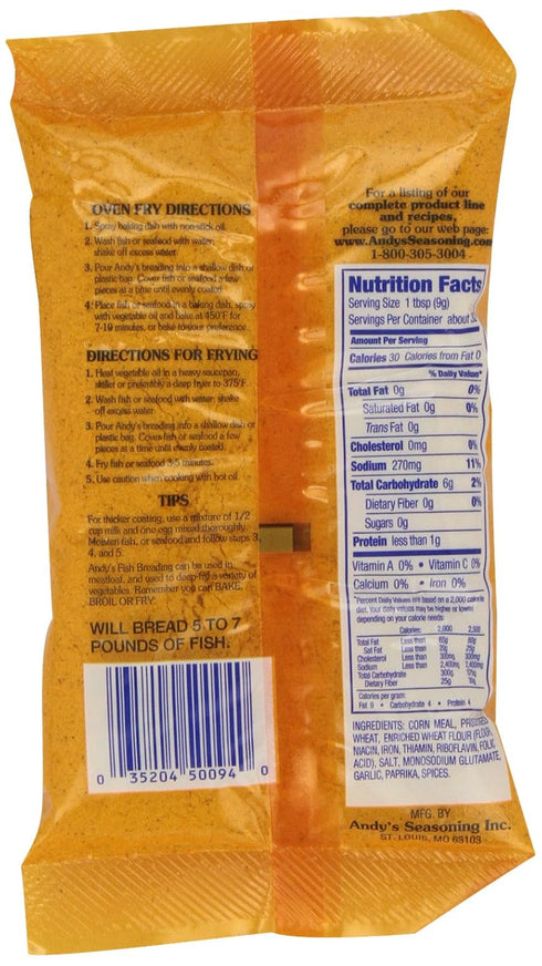 ANDY'S SEASONING 10-Ounces (Pack 12) Andy's Fish Breading Red