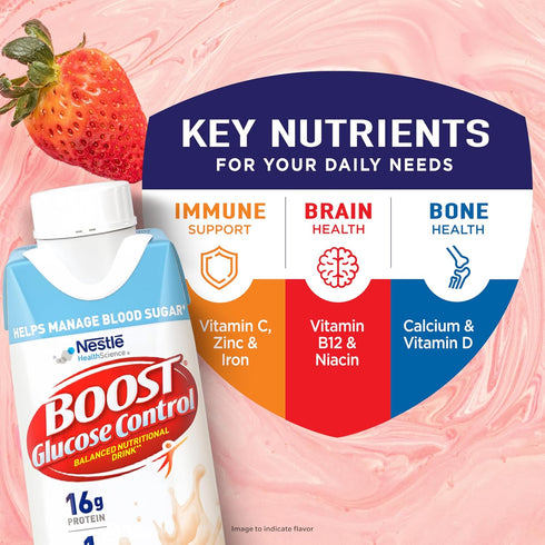 8 oz (4 6 Packs) BOOST Glucose Control Ready to Drink Nutritional Drinks, Creamy Strawberry, fl Carton x