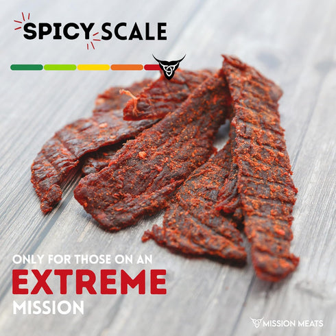 Mission Meats Carolina Reaper Jerky, 100% Grass Fed Beef, Extremely Spicy, Gluten Free, 2oz (Pack of 3)
