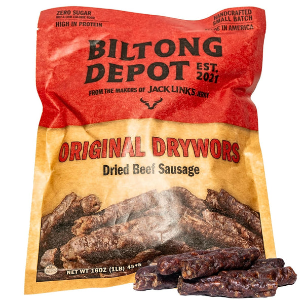 Biltong Depot Original Drywors - 1lb (16oz) | Air-Dried Beef Snack Sticks