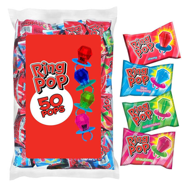 Ring Pop Lollipops - Bulk Candy Individually Wrapped Suckers Variety Party Pack-