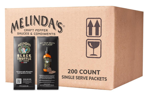 Melindas Black Truffle Hot Sauce Packets - 200 Count (.42 Oz Each)