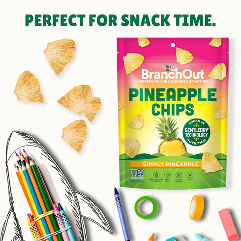 100% 1.5 oz (Pack 8) BranchOut Pineapple Chips, No Added Sugar, Real Dried Pineapple Chunks, Fruit, Better than Freeze