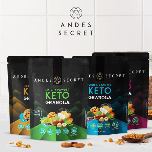 11 oz (1 Pack) Andes Secret Matcha Powder Granola - Almonds, Hazelnuts - Keto High Protein Granola with No Sugar, Grain