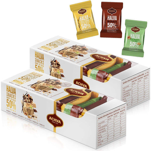 Variety Pack of Halvah Marble, Vanilla, and Walnut Israel Candy Bars Vegan-Friendly,