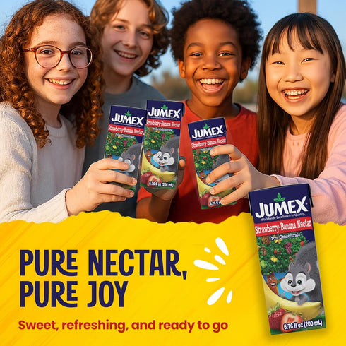 6.76oz, 24 Pack Jumex Strawberry Banana Nectar Juice Boxes for Kids - Fruit Juice Box with Straw - Mini Drinks for Kids
