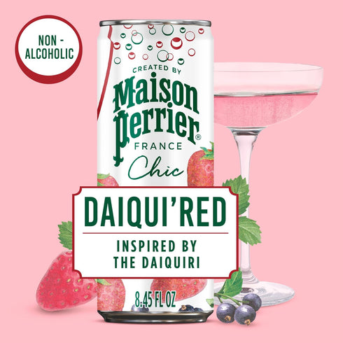 24-Pack Maison Perrier Chic DaiquiRed Strawberry and Red Fruits Flavored Sparkling Beverage, Low Calorie, Mocktail