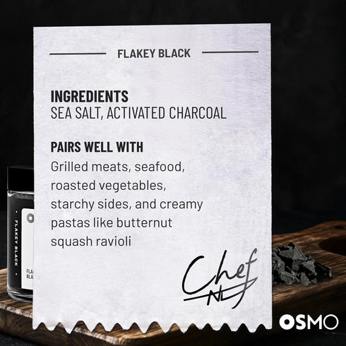 Hand-Packed (2.7oz Pack 1) Osmo Black Flakey Sea Salt By Chef Nick DiGiovanni, Premium Sea Salt with Activated
