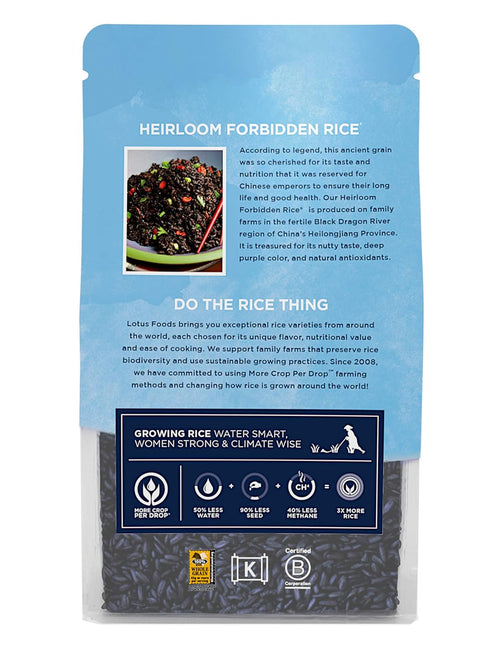 15 Lotus Foods, Rice Heirloom Forbidden Black, Ounce