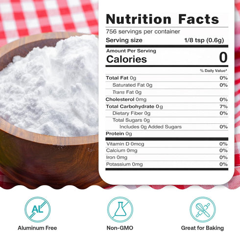 1lb Quay Naturals Pure Baking Soda - Aluminum-Free, Food-Grade, Multi-Purpose - For Baking, Cleaning & Deodorizing
