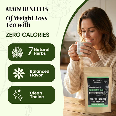 7-Herb 50 NutriEffect Weight Loss Detox Tea Rooibos & Nettle Herbal Slim Tea for Metabolism Support, Bloating Relief