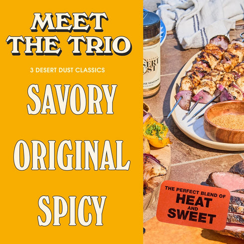 Set) Desert Dust Seasoning Trio Savory, Spicy Chiltepin & Original , All-Purpose Blends with Organic Date Sugar |