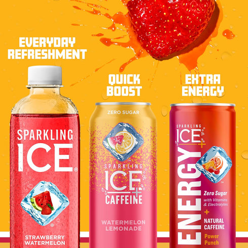 17 oz Sparkling Ice, Strawberry Watermelon Sparkling Water, Zero Sugar Flavored Water, with Antioxidants and Vitamins