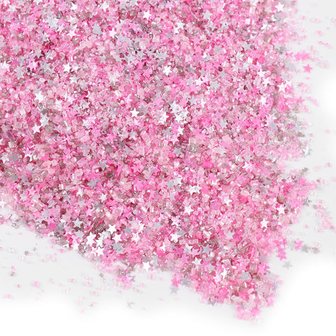3.5oz Sanding Sugar Edible Silver Glitter Stars Mix, Edible Pink Sugar Sprinkles for Cake Decorating, Sparkling Edible