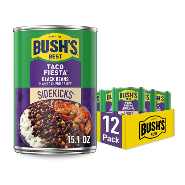 BUSH'S BEST 15.1 oz Canned Taco Fiesta Black Beans, Source of Protein