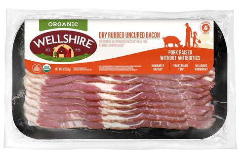 Wellshire Farms 8 oz Organic Uncured Bacon Made from Organic Pork with Sea Salt