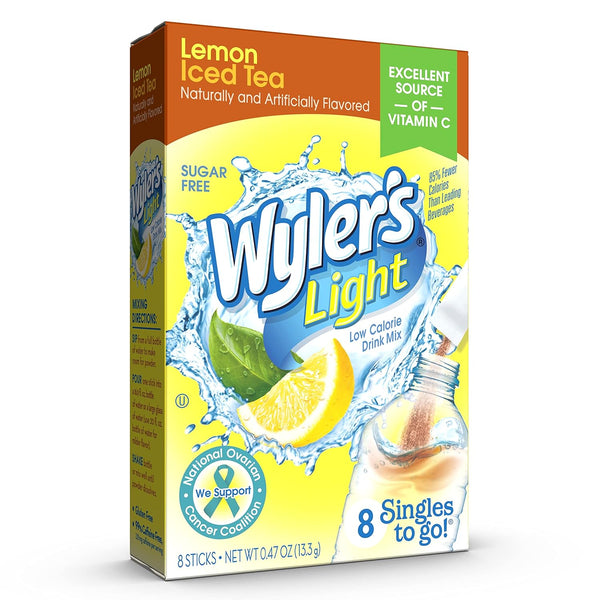 Wyler's Light Singles Water Drink Mix To Go Powder Packets, Lemon Iced