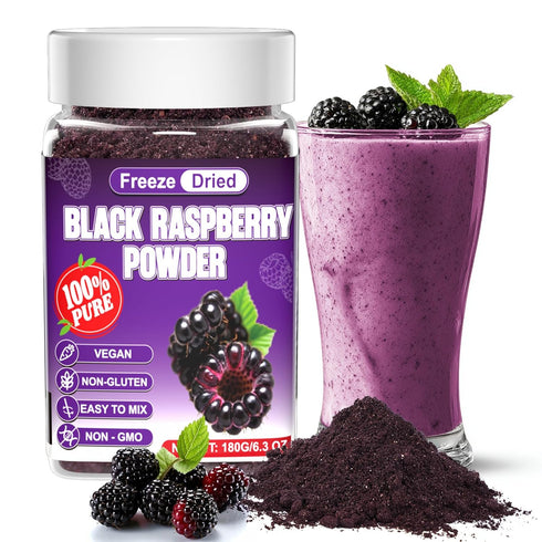 Freeze Dried Black Raspberry Powder - 6.5 OZ Super Fruit Powder, 100%