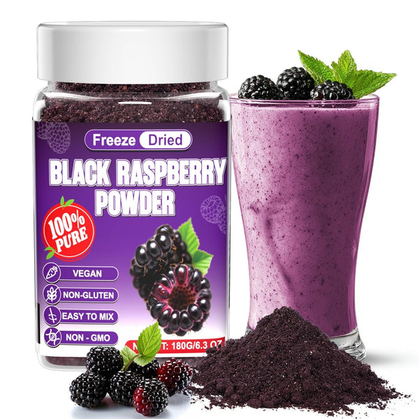 Freeze Dried Black Raspberry Powder - 6.5 OZ Super Fruit Powder, 100%
