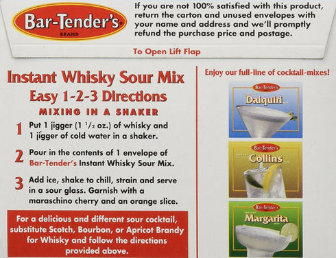 Bar-Tender's Instant Cocktail Drink Mix, Whiskey Sour, 8 Count, Pack of 2