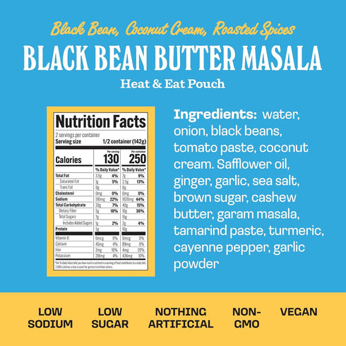 (10 Pack 1) Brooklyn Delhi Black Bean Butter Masala Pouches - Ready to Eat, Microwavable Entree - Vegan, Gluten Free