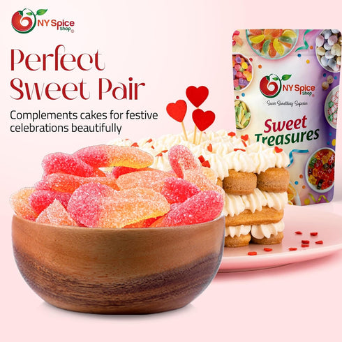 Gummy 3 Gummies NY Spice Shop Peach Hearts Candy - Pound Peach Flavored Heart Shaped Candy - Sweet Peachy for Holidays
