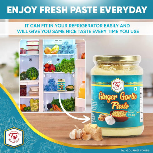 TAJ Gourmet Foods 750g (1.65lbs) TAJ Ginger Garlic Paste Cooking Paste | Gluten & Vegan Friendly