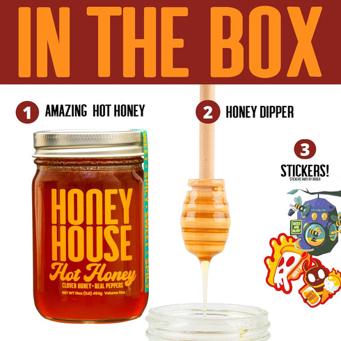 100% (Pack 1) Honey House Hot Honey Premium Spicy Infused with Chili Peppers | Natural with Natural Spices | Gourmet