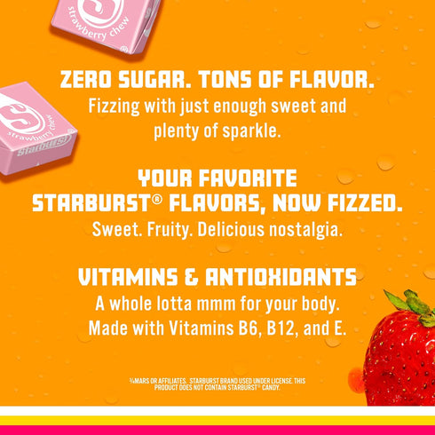 17 oz (Pack 12) Sparkling Ice STARBURST Strawberry, Zero Sugar Flavored Sparkling Water, with Vitamins