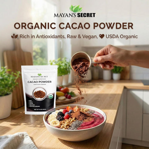 (1 Pack 1) Mayans Secret - Organic Cocoa Powder Unsweetened - Raw Cacao Powder Organic Pure Dark Cacao for Smoothie