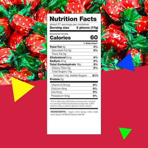1 85 Count Strawberry Hard Candy | Pound Bag - Approx. | Strawberry Candy Individually Wrapped | Old Fashioned Candy |