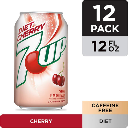 7UP 12 Oz (Pack 12) Diet Cherry Flavored Lemon Lime Soda, Fl