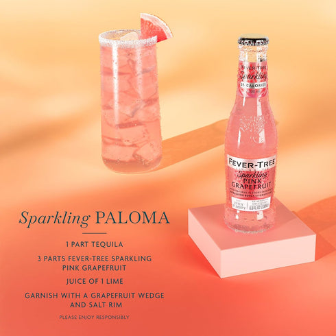 6.8 oz Pack 24 Fever-Tree Sparkling Pink Grapefruit Premium Soda Mixer for Cocktails and Mocktails, fl Bottles