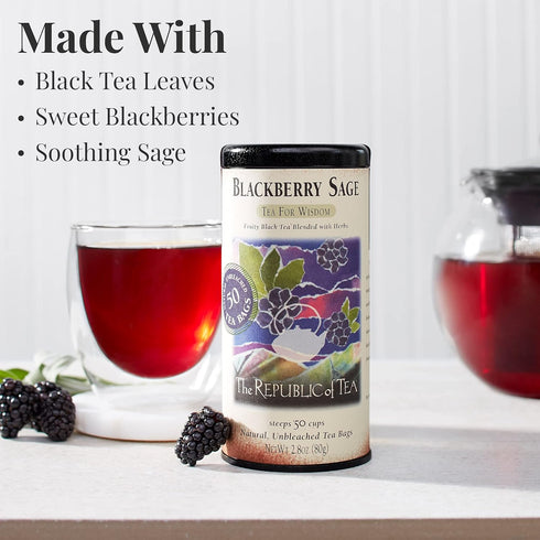 The Republic of Tea - Blackberry Sage Black Tea, 50 Tea Bags, Gourmet Black Tea
