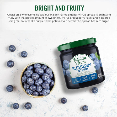 Pack 3-Pack, 12 oz Walden Farms Fruit Spread Variety Blueberry, Raspberry & Strawberry Fruit Flavors Zero Calorie, Low