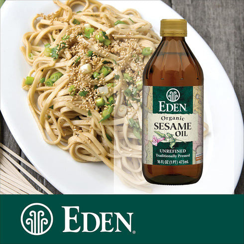 16 oz Eden Organic Sesame Oil, Unrefined, Extra Virgin, Traditionally Pressed, fl Glass Bottle