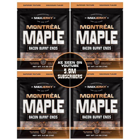 MaxJerky Montreal Maple Bacon Burnt Ends, Smoked Bacon Jerky, 2.5 OZ (4