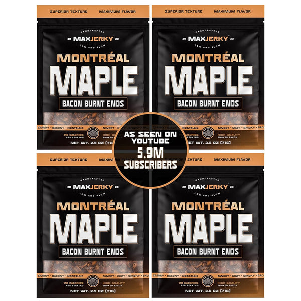 MaxJerky Montreal Maple Bacon Burnt Ends, Smoked Bacon Jerky, 2.5 OZ (4