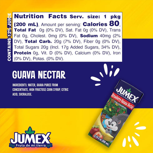 6.76oz, 24 Pack Jumex Strawberry Banana Nectar Juice Boxes for Kids - Fruit Juice Box with Straw - Mini Drinks for Kids