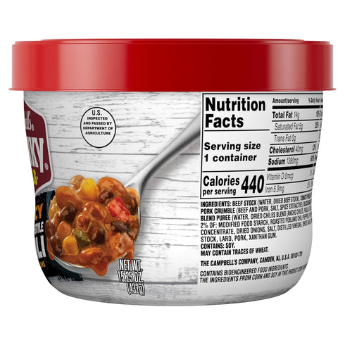 15.25 oz Campbells Chunky Spicy Mexican-Style Chili With Beans, Bowl
