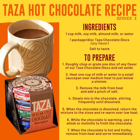Taza Chocolate Organic Mexicano Disc Variety Pack, 1.35 Ounce (8 Count), Vegan